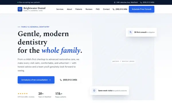 Brightwater Dental — a website we built