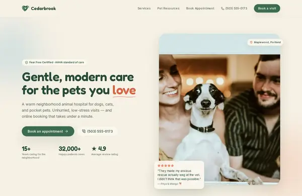 Cedarbrook — a website we built