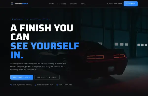 Mirror Finish — a website we built