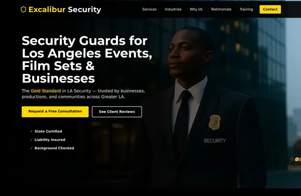 Excalibur Security — a website we built