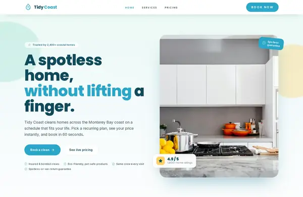 Tidy Coast — a website we built